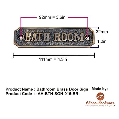 Adonai Hardware Bathroom Brass Door Sign