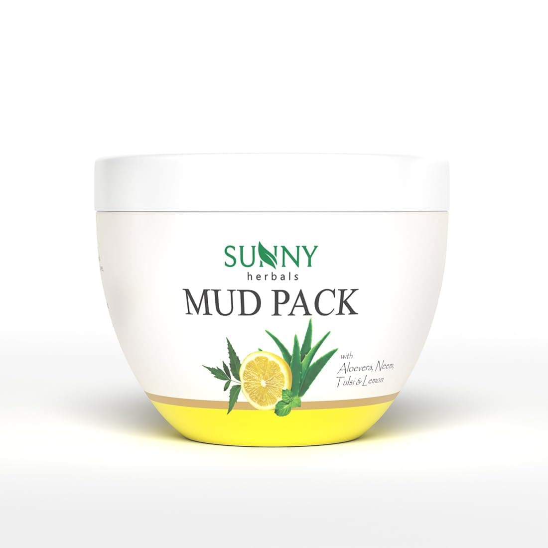 Sunny Herbals Mud Pack (Multani Mitti) With Goodness of Aloevera, Neem & Tulsi | Increases O2 Availability To Skin | Reduces Aging Lines, Dark Patches, Keeps Skin Smooth & Radiant | All Skin Type, 150gm