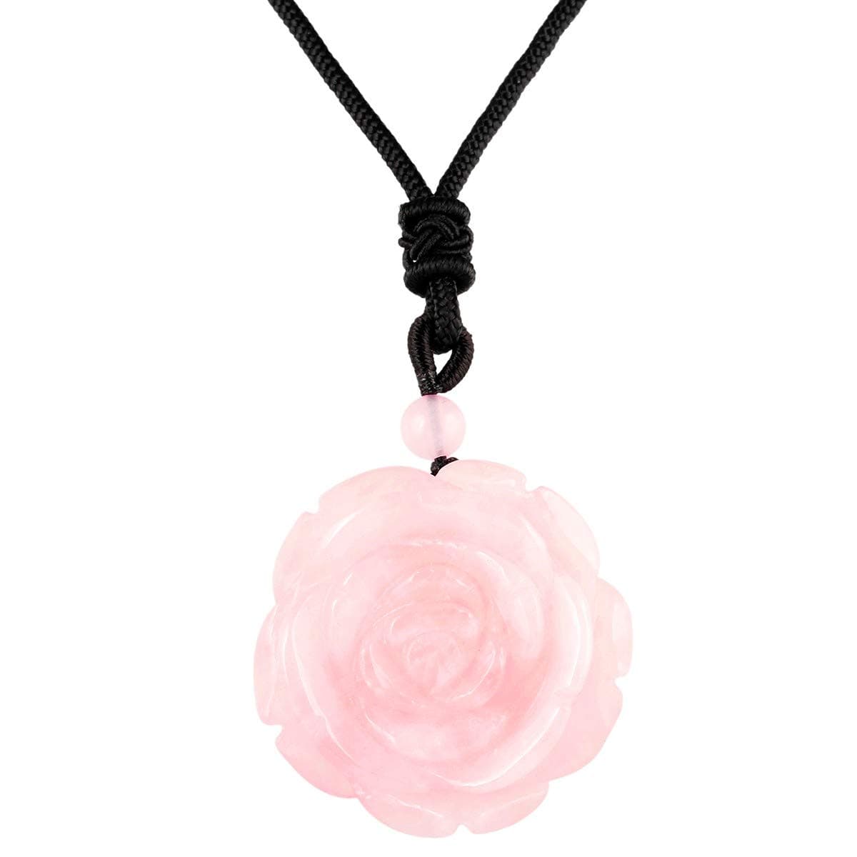 Rockcloud Flower Crystal Stone Pendant Necklace for Women, Small, Stone, 1-rose quartz (rose shape)