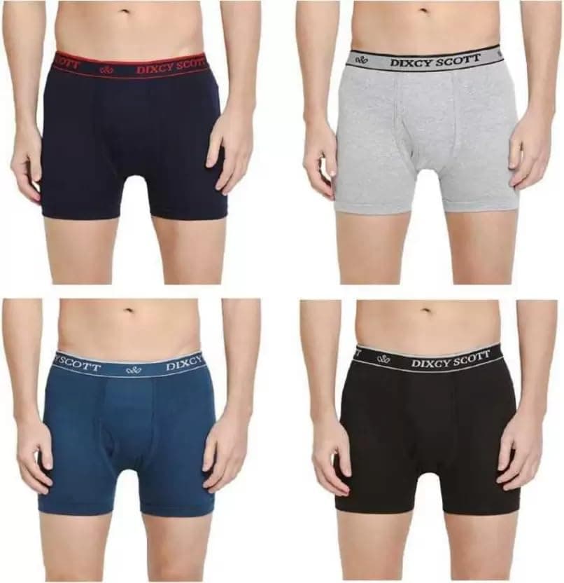 Dixcy Scott Men's Cotton Solid Trunks (Pack Of 1) (Cross Te_Pack Of 04 Pcs, Multicolor)
