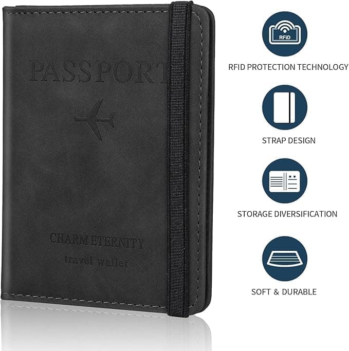 TEKCOOL Passport Holder Cover Travel Wallet Organiser, Passport Case with RFID Blocking, PU Leather Travel Document Holder for Men & Women Travel Accessories