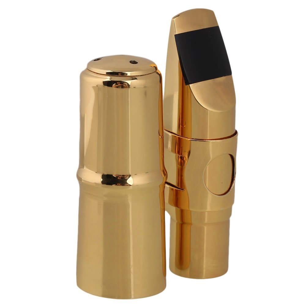 Yibuy #6 Golden Brass B-flat Soprano Saxophone Mouthpiece with Ligature Reed