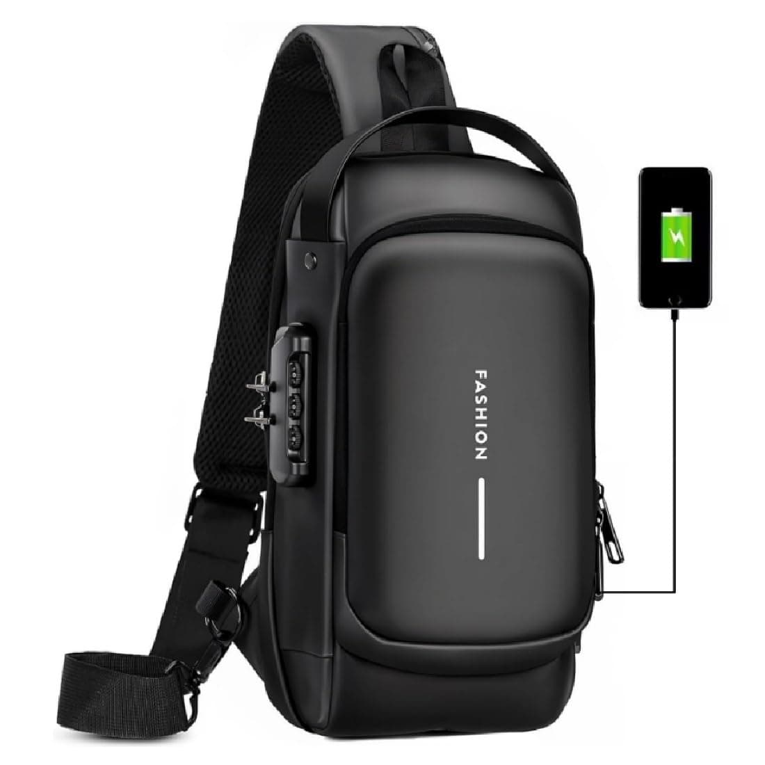 Spiffy SMALL Size Waterproof Polyester Crossbody Sling Bag, Anti Theft Chest Backpack for Men & Women, College Bag, Shoulder Travel Bagpack for Outdoor Work, Hiking