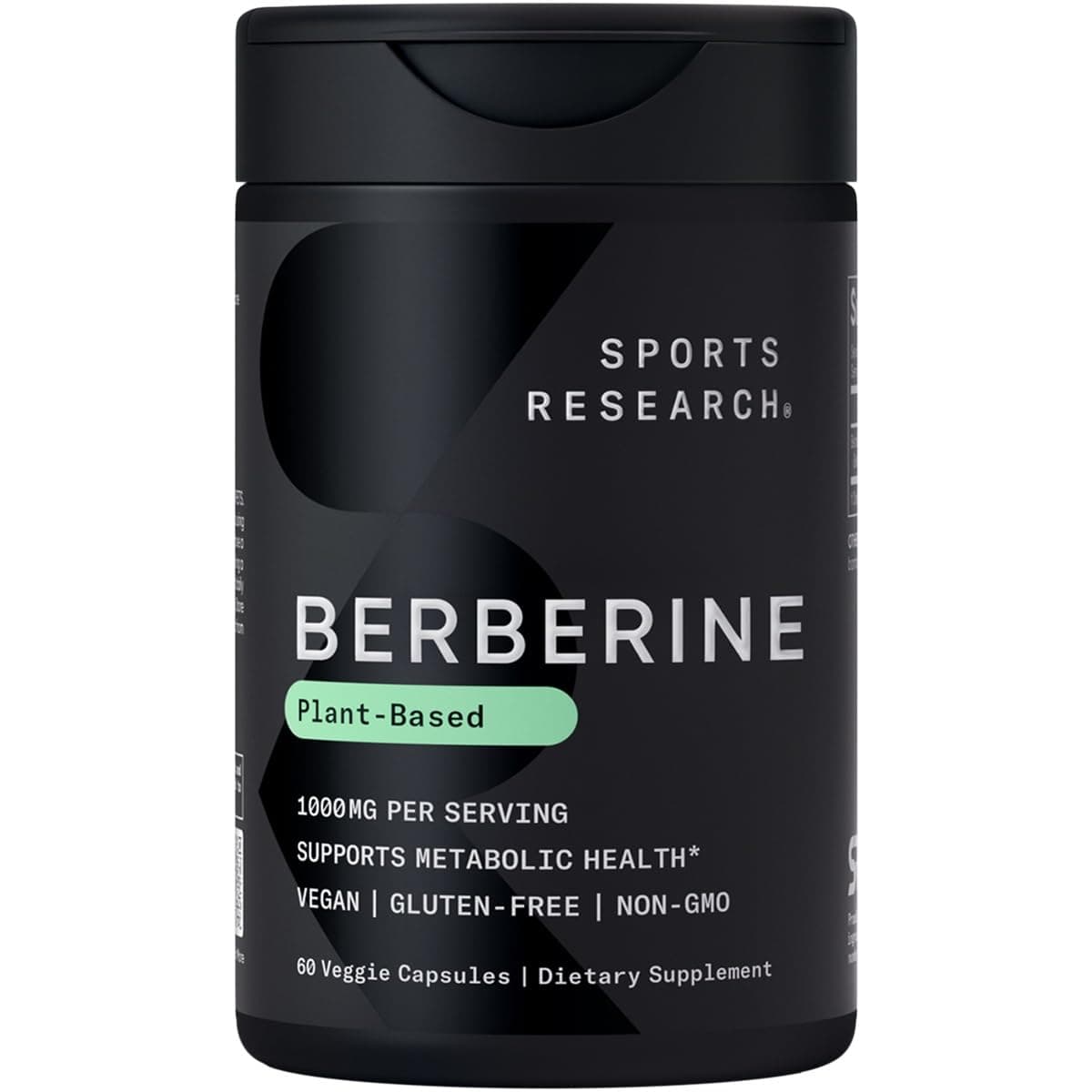Sports Research Berberine - Herbal Ayurvedic Metabolic Health Support - 1000 mg - 60 Capsules - Gluten-Free, Non-GMO