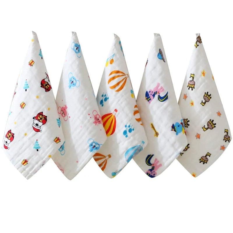 XEAMUSY Soft Muslin Shark 100% Organic Bamboo Cotton Bath face new Born Baby Extra Soft Hankies Reusable Napkins for Infants Toddlers Towels Set (Pack of 5) (White)
