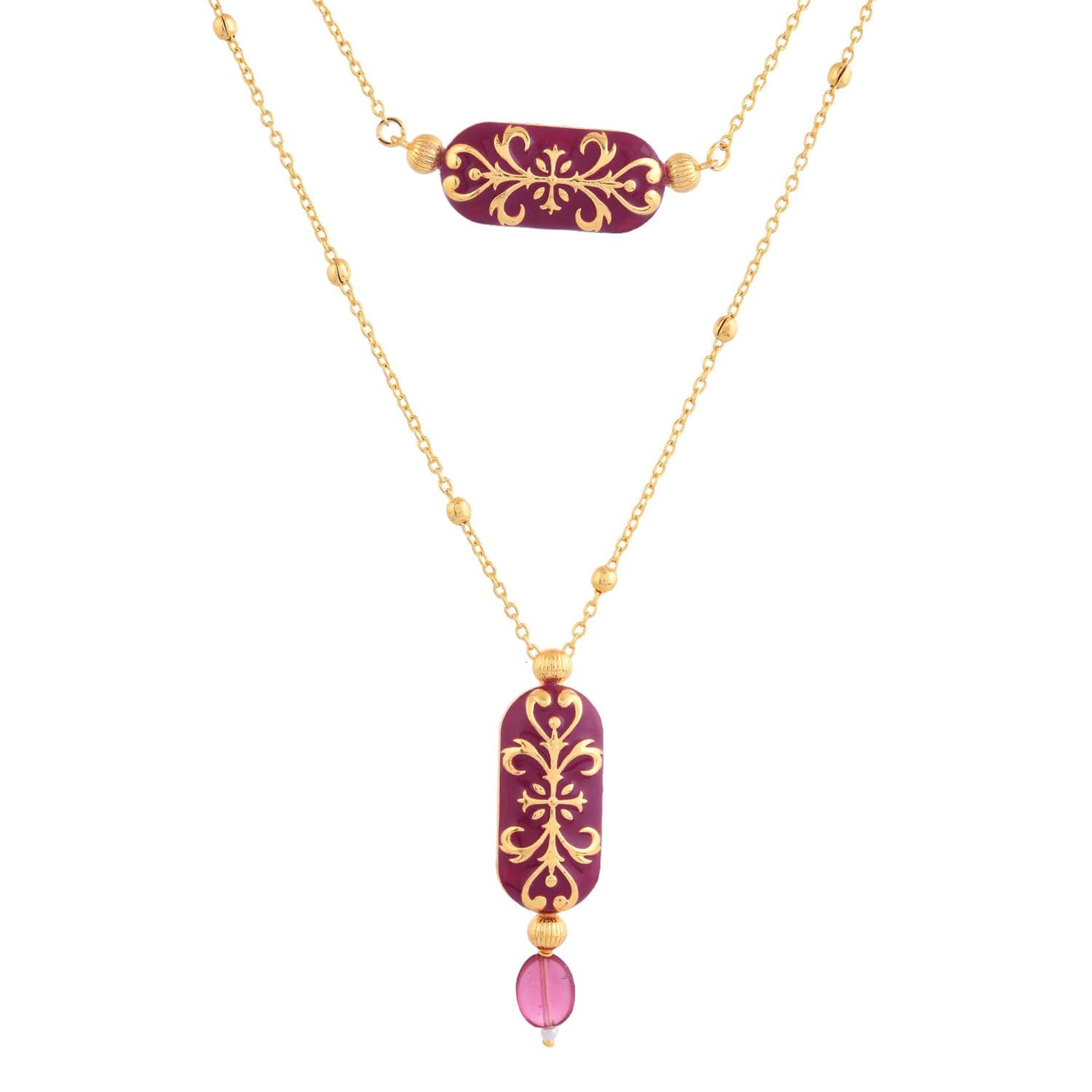 VOYLLA Pashmina Wajiha Layered Necklace for Women, Wedding, Party, Gift, Enameled, Kundan Necklaces