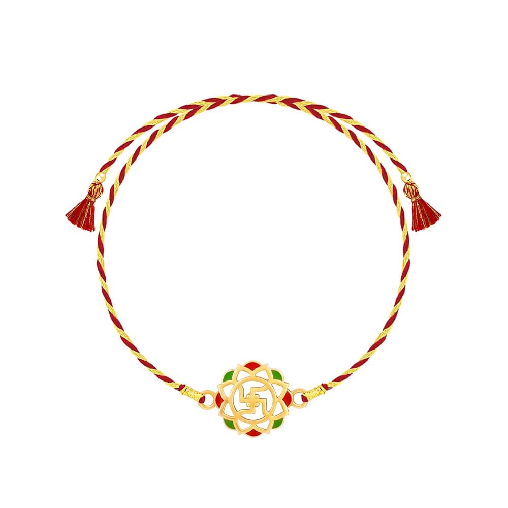 GIVA Golden Classic Swastik Rakhi | Raksha Bandhan Rakhi for Brother | Gift for Men & Boys| With Certificate of Authenticity and 925 Stamp