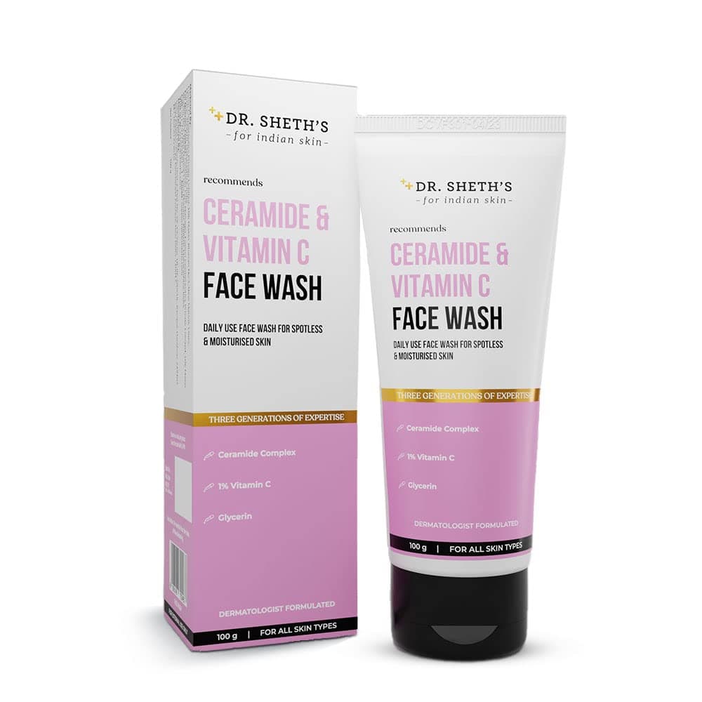 Dr. Sheth's Ceramide & Vitamin C Face Wash | 1% Vitamin C | For All Skin Types | To Cleanse & Brighten Skin | 100 ml