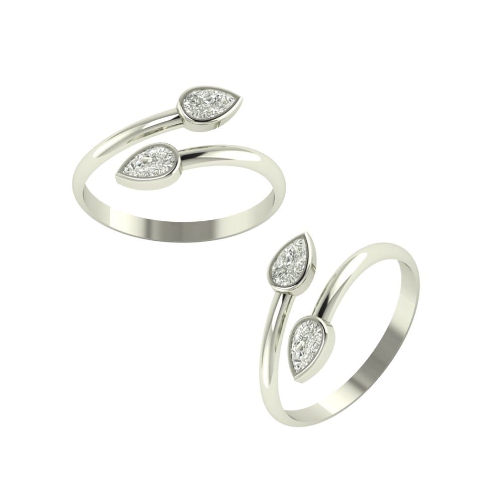 Peenzone 925 CZ Silver Toe Rings (Leg Finger Rings) In Pure 92.5 Sterling Silver For Women | Adjustable Toe Rings for Women and Girls | Chandi Bichiya