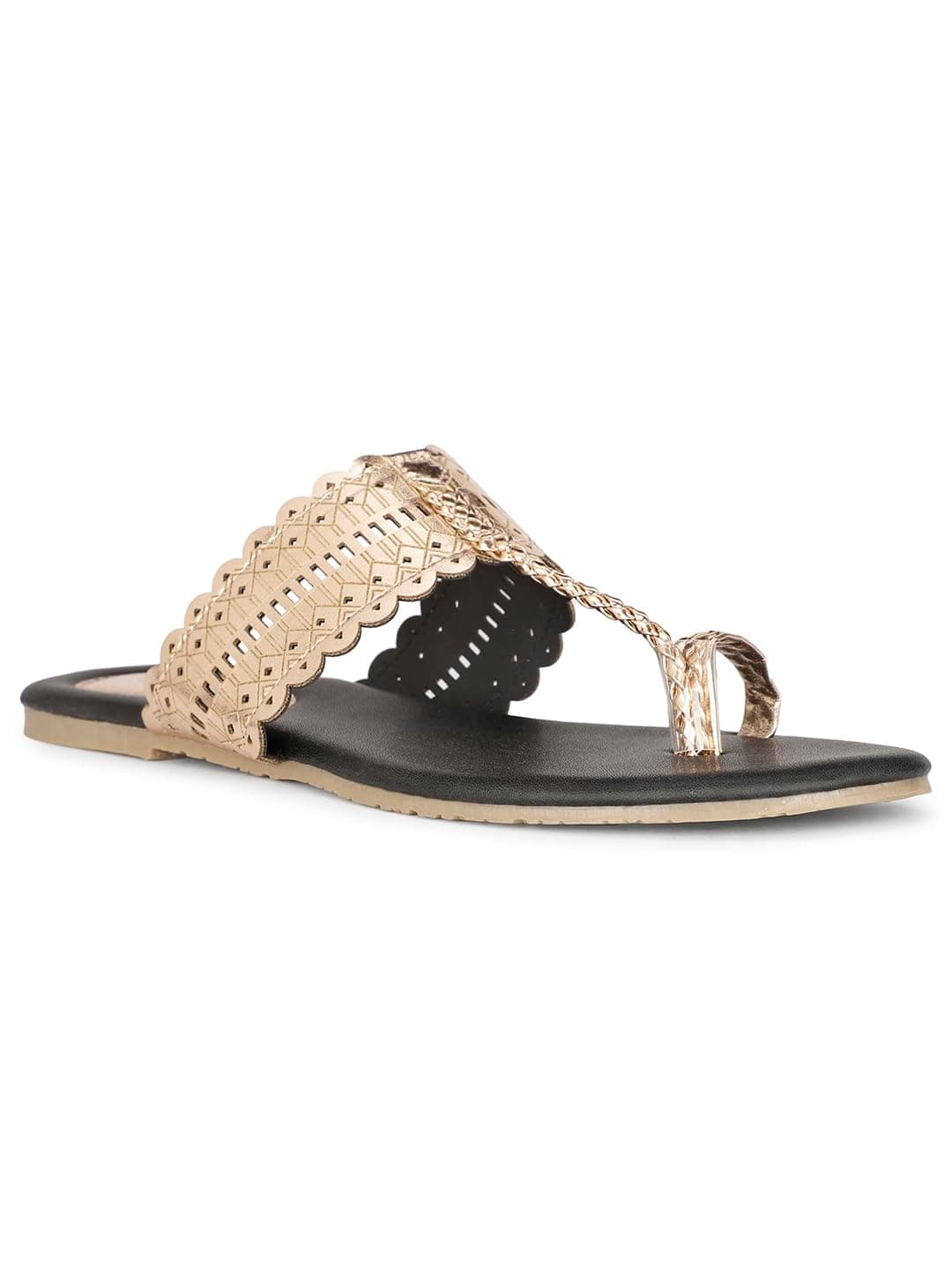 Bata Women's METALLIC TR E Toe Ring Slippers (5715831_ROSE GOLD_5 UK)