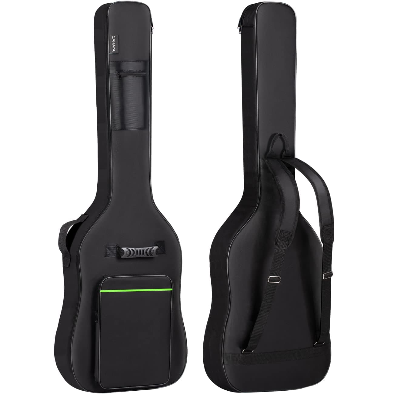 CAHAYA Bass Guitar Bag Gig Bag 0.3inch Padding Black Padded Backpack Soft Electric Bass Case Green CY0292