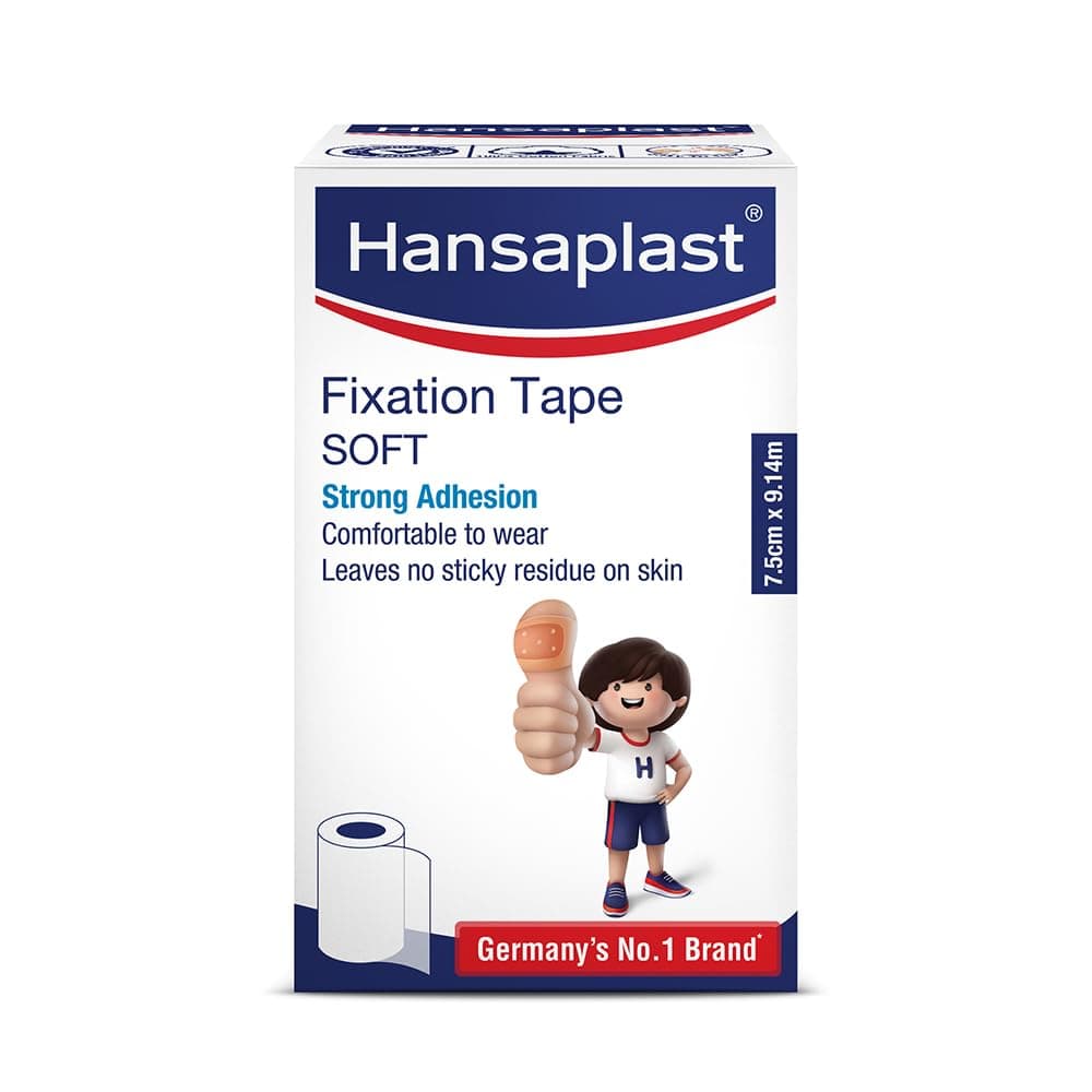 Hansaplast Soft Fixation Tape for Wound Dressing | 7.5cm X 9mtr | Skin Friendly |Strong Adhesion | Micropore Tape | Easy to Tear | Germany's No. 1 Brand | Latex Free