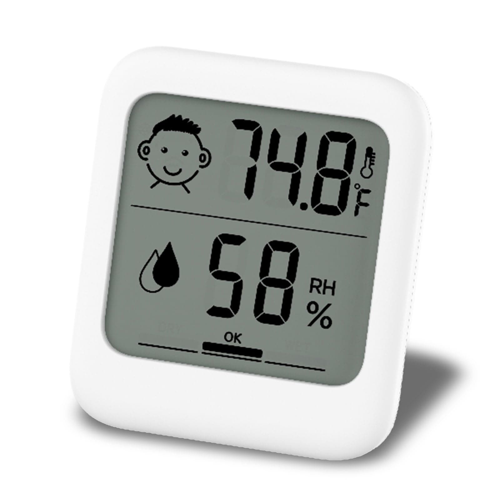 HATUSOKU Digital Thermometer/Hygrometer with Comfort Face Display, Stand, Magnet, Hanging, Palm Size, Simple, Infectious Disease Prevention, Heatstroke Prevention