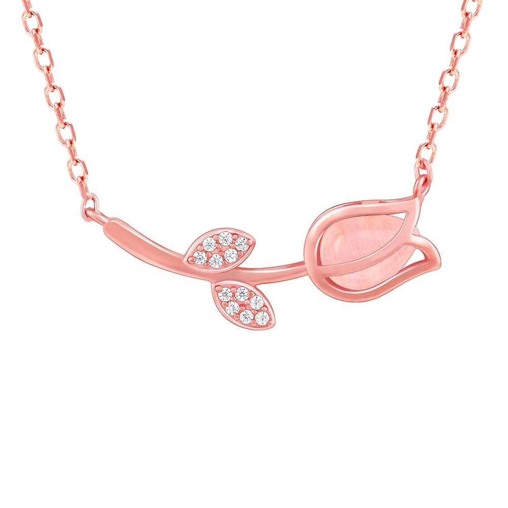 GIVA 925 Silver Anushka Sharma Rose Gold Pink Quartz Flower Necklace | Gifts for Girlfriend, Gifts for Women and Girls |With Certificate of Authenticity and 925 Stamp | 6 Month Warranty*