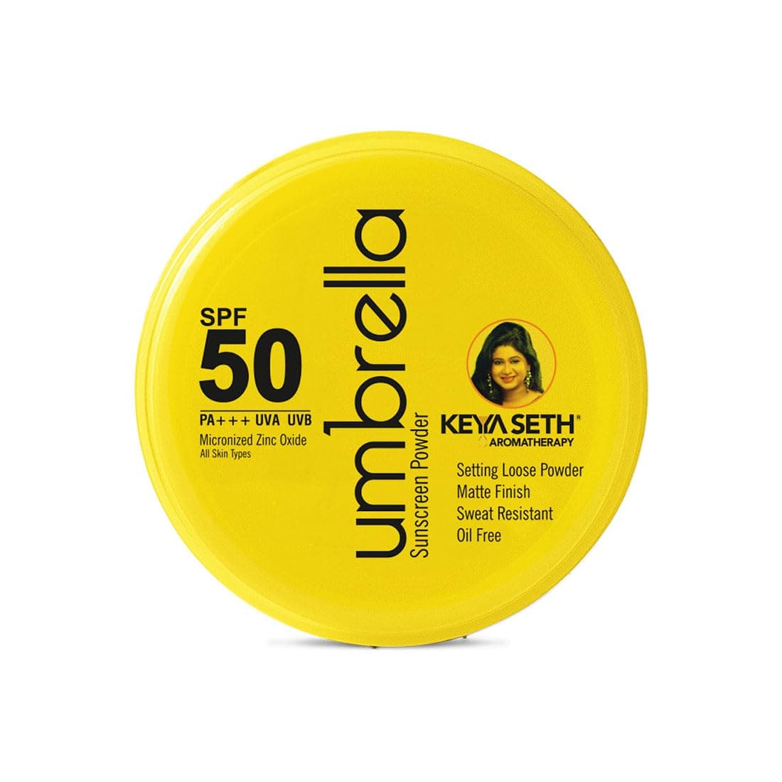 KEYA SETH AROMATHERAPY Umbrella Sunscreen Powder SPF 50 with PA+++ UV Protection, Sweat Resistant Formula, Micronized Zinc Oxide for Oily Skin 50g