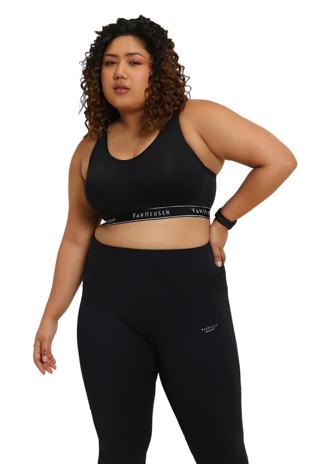 Van Heusen Women's Power Plus Padded Sports Bra Push Up Bra (ILIBR1AWSXD44003_Black_30DD)