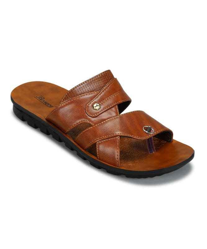 PARAGON Men's Slip On Brown Sandals | Trendy Casual Slip-on Sandals with Cushioned Footbed, and Durable Construction | Perfect for Everyday Casual Wear