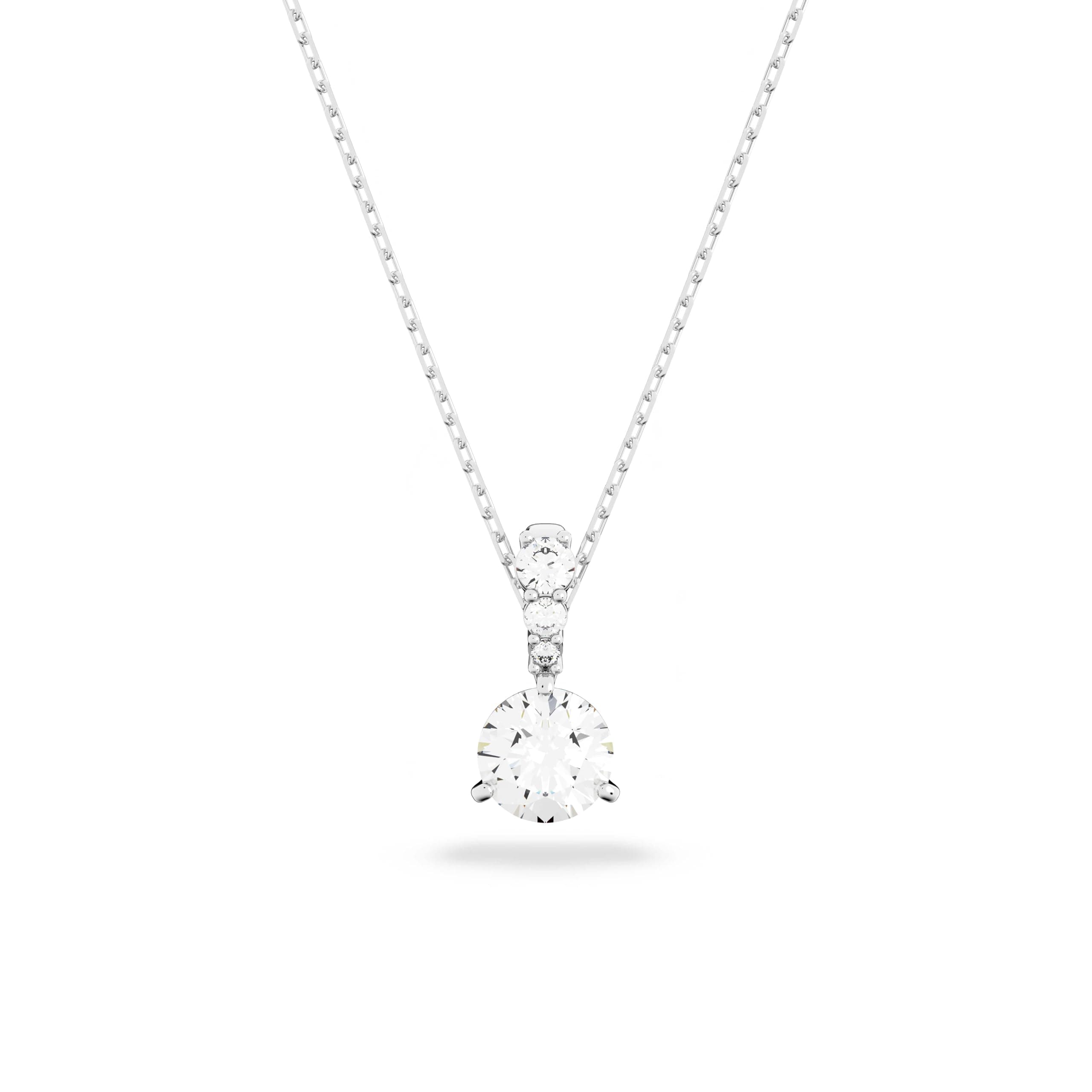 Swarovski Stilla pendant, Round cut, White, Rhodium plated
