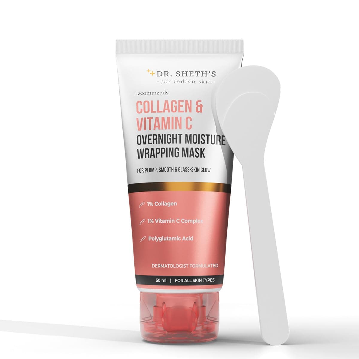 Dr. Sheth's Collagen & Vitamin C Overnight Wrapping Mask | Firms & Brightens Skin | Deep Hydration for Plump | Dewy Glow | 50 ml