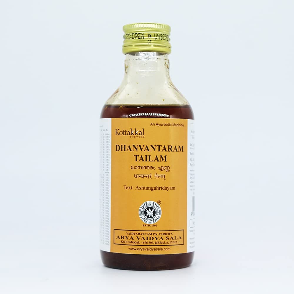 Dhanwantaram Tailam-200ML, (Pack Of 1), Of Arya Vaidya Sala Kottakkal and get Golden Oldie Herbs®, Sukanthi Pills-1gm