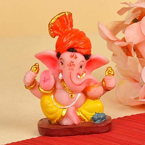 SN Handicrafts Polyresin God Ganesha Statue, 2.5 x 1.5x 2.5 Inch, Multicolour