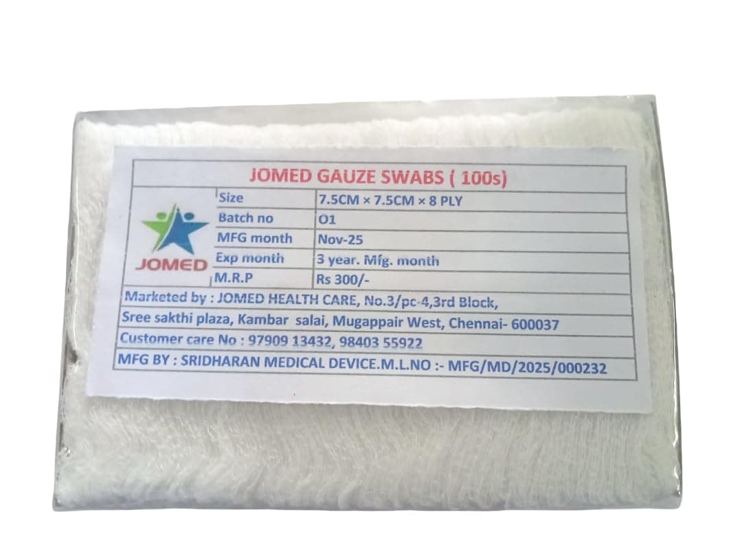 JOMED NON STERILE GAUZE SWAB (SIZE : 7.5CMX7.5CM 8PLY) - 100 PCS PER PACK