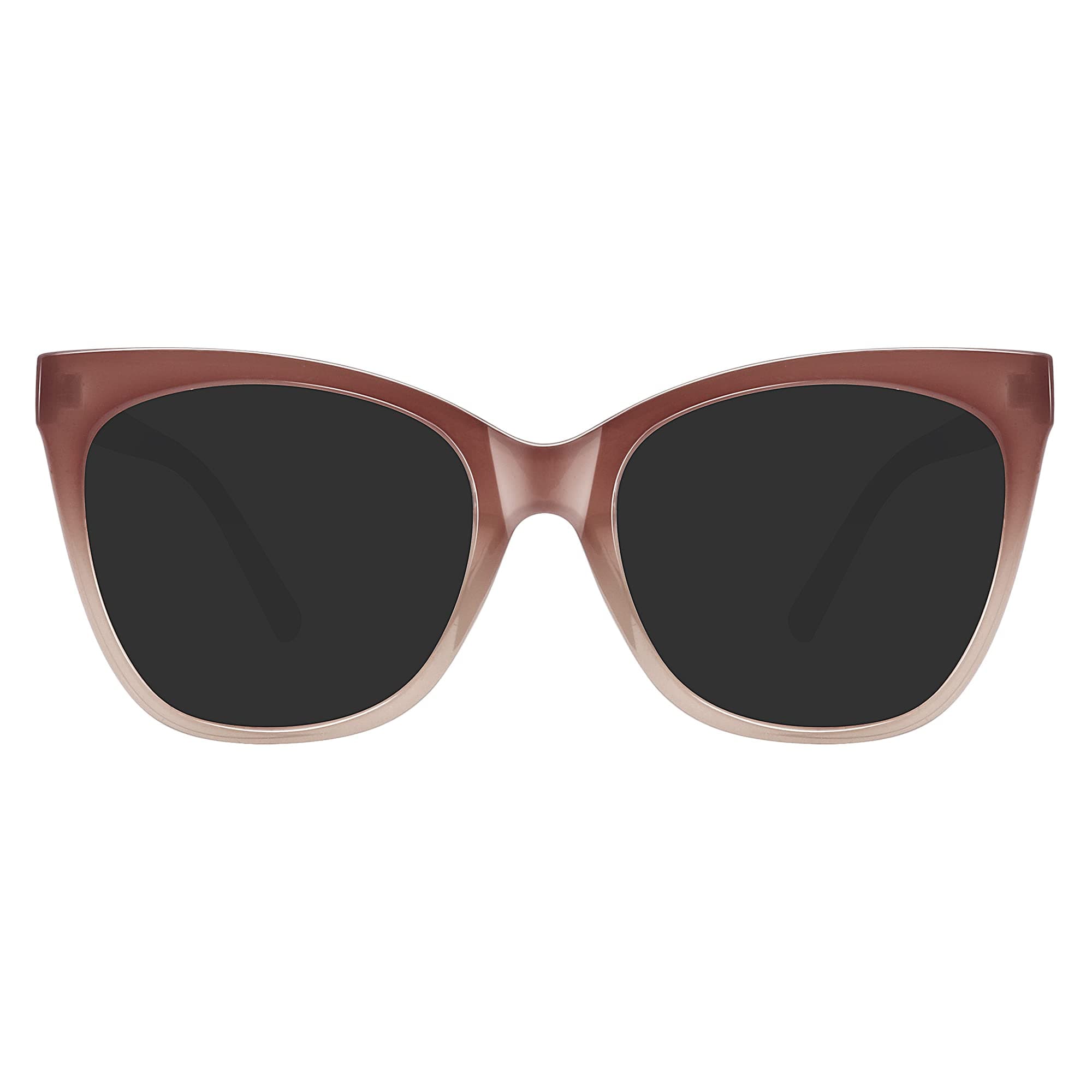 WOWSUN Large Polarized Cat Eye Sunglasses for Women, Gradient Brown, Medium