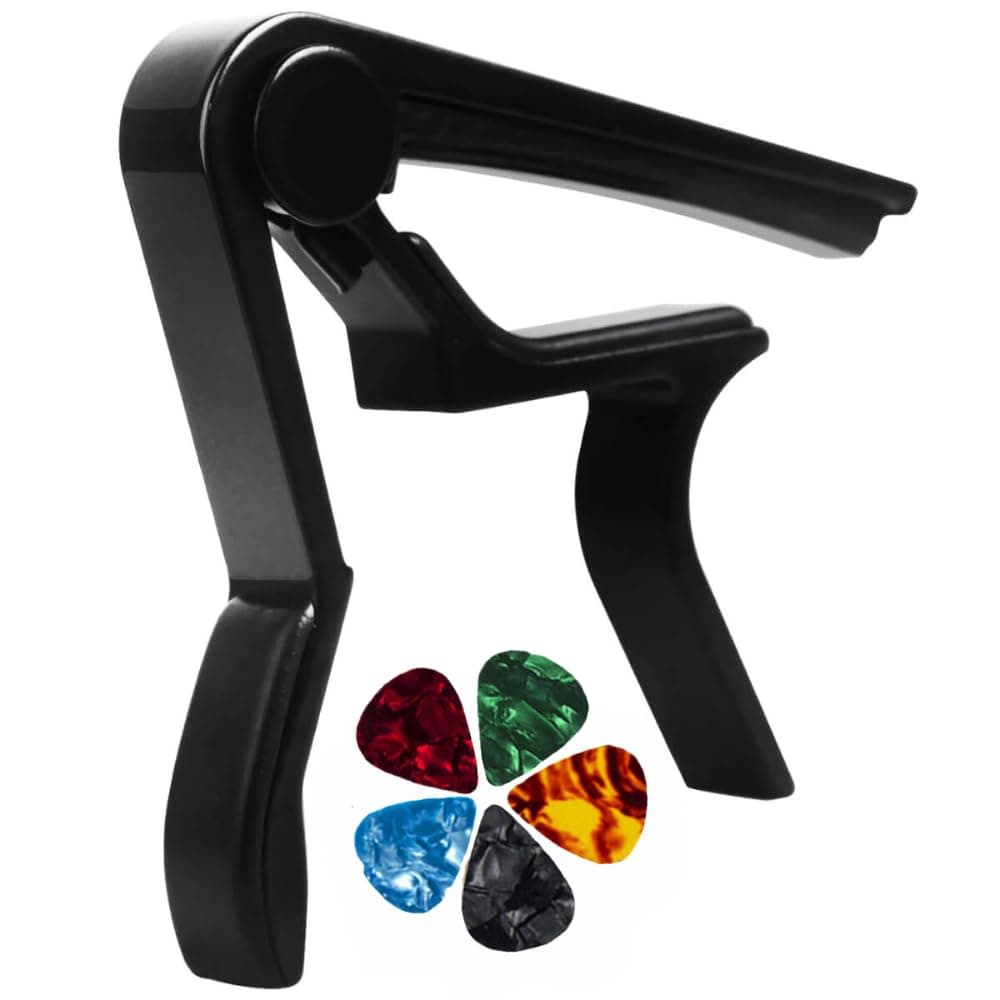 TECHBLAZE Guitar Capo with 5 Picks, Quick Change Trigger Capo for Guitar String Metal Alloy Guitar Capo, for Acoustic Guitar, Classical Guitars Electric and Ukulele