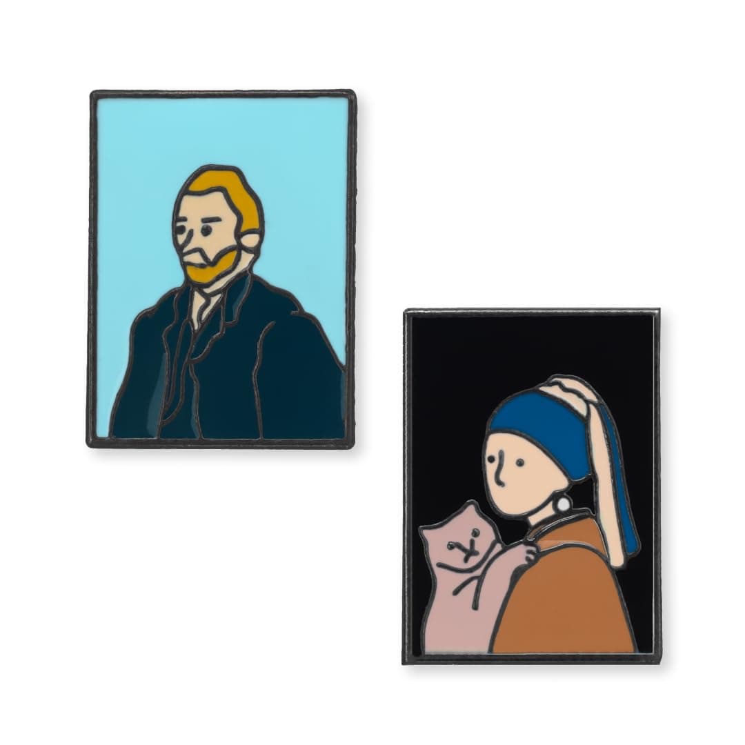 FURE Iconic Portraits Enamel Pins - Set of 2 Multi-colour Metal Enamel Pins for Men & Women
