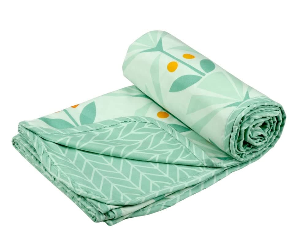 BSB HOME Cotton Floral Super Soft Brushed Microfiber 2 Layer Breathable Single Bed Dohar - Lightweight Summer/AC/All Season Blanket 84x96 Inch (220x152cm) - Flannel Light Green