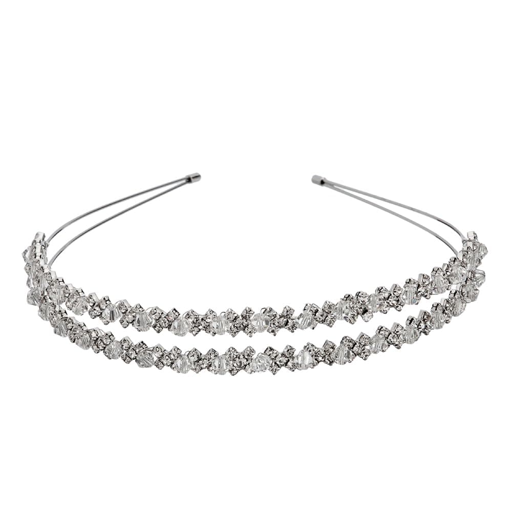 Lurrose Double Layer Silver Hair Hoop Rhinestone Headband Wedding Hair Loop Hair Clasp Hair Band Bridal Hair Accessories