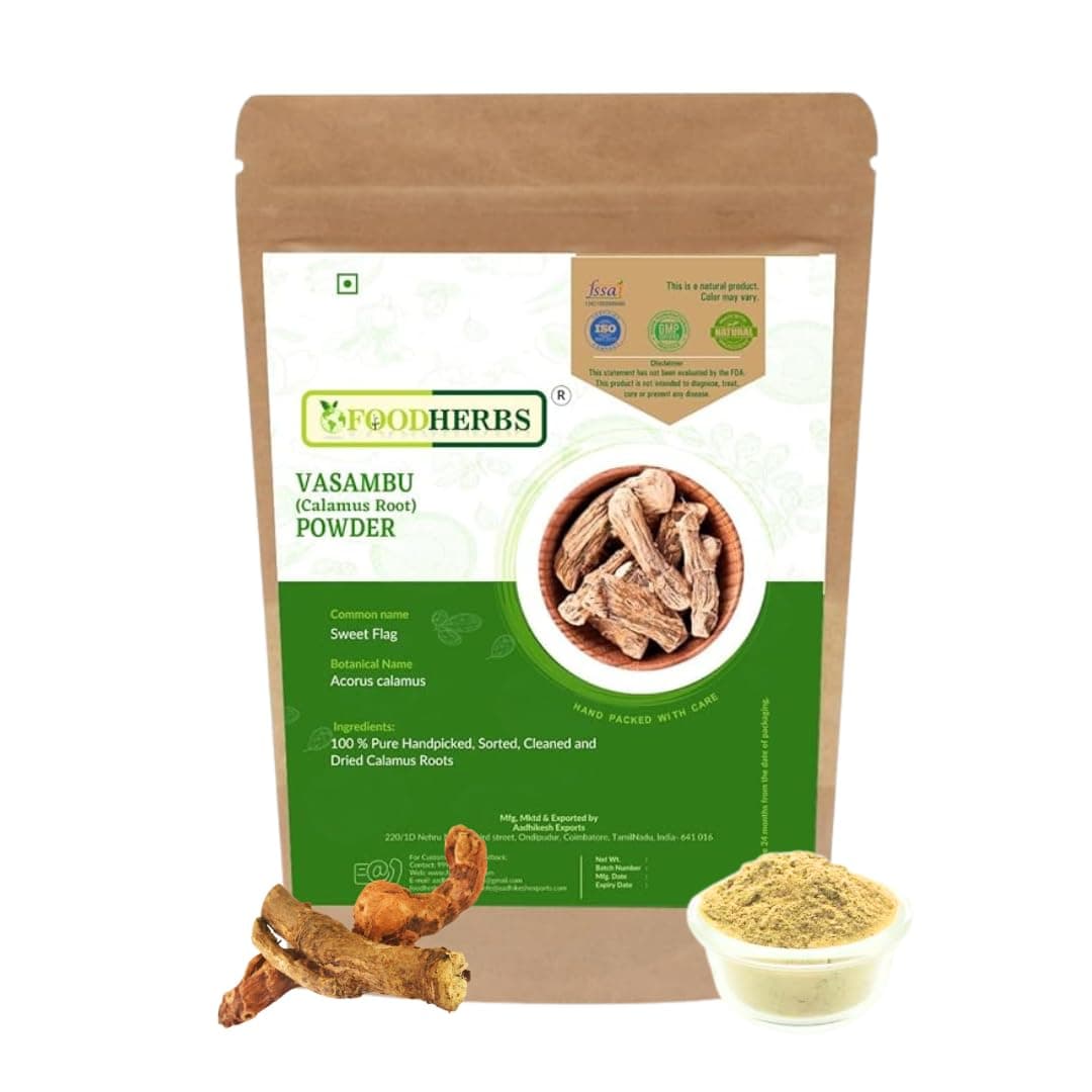 Foodherbs Vasambu Powder | 200g | Vacha | Sweet Flag | Acorus Calamus | Natural Herbal Powder | Supports Hair Growth, Dandruff & Lice Treatment | 100% Herbal