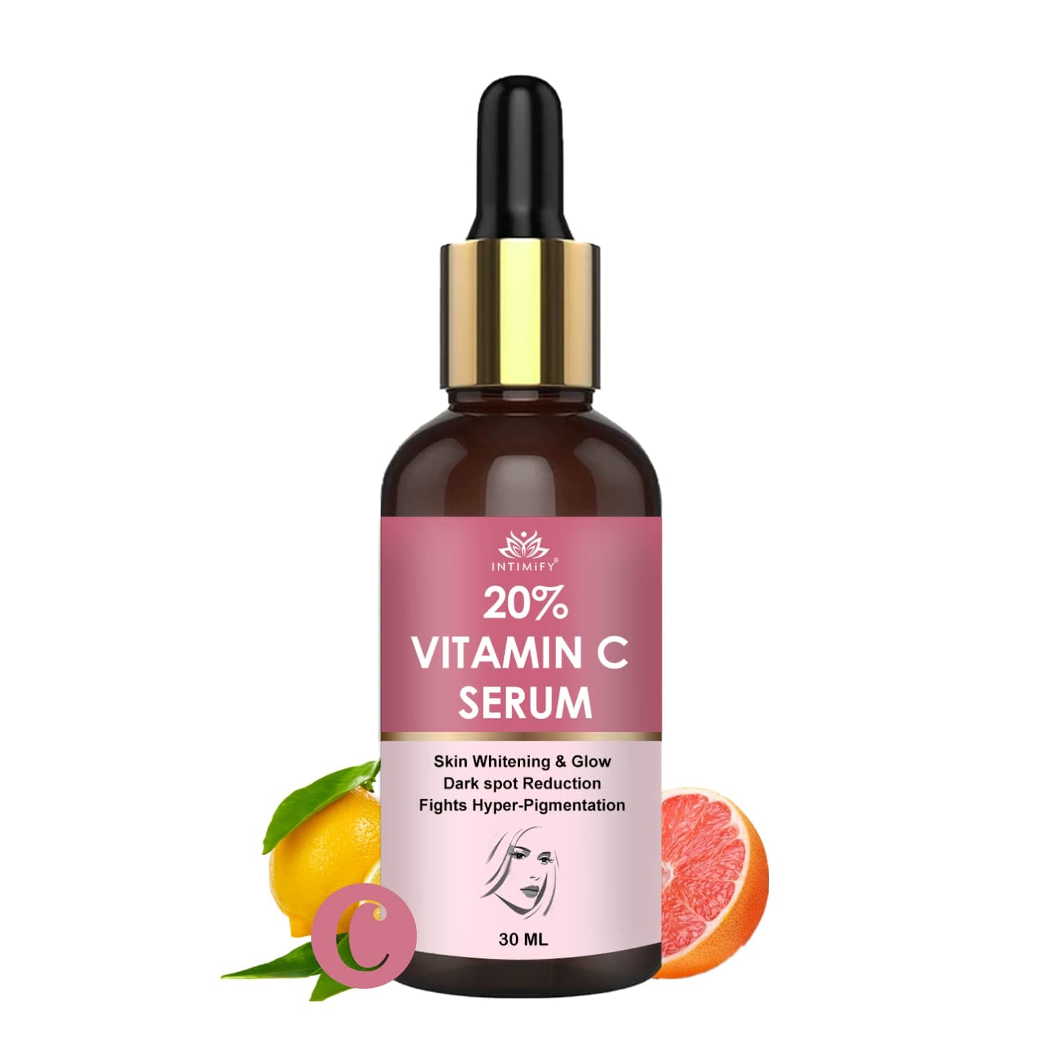 INTIMIFY 20% Vitamin C Serum For Skin Brightening, Glowing Skin, Pigmentation, Anti-Ageing, Fine Lines & Wrinkles | For For Men & Women 30 ml (Pack of 1)