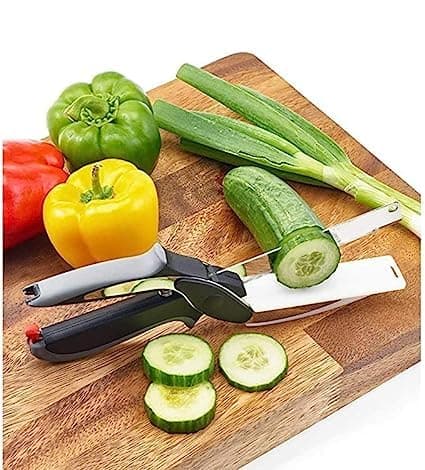 Wavemart Clever Cutter 2-in-1 Food Chopper Multi Function Kitchen Vegetable Scissors Cutter-Replace Kitchen Knife and Cutting Board