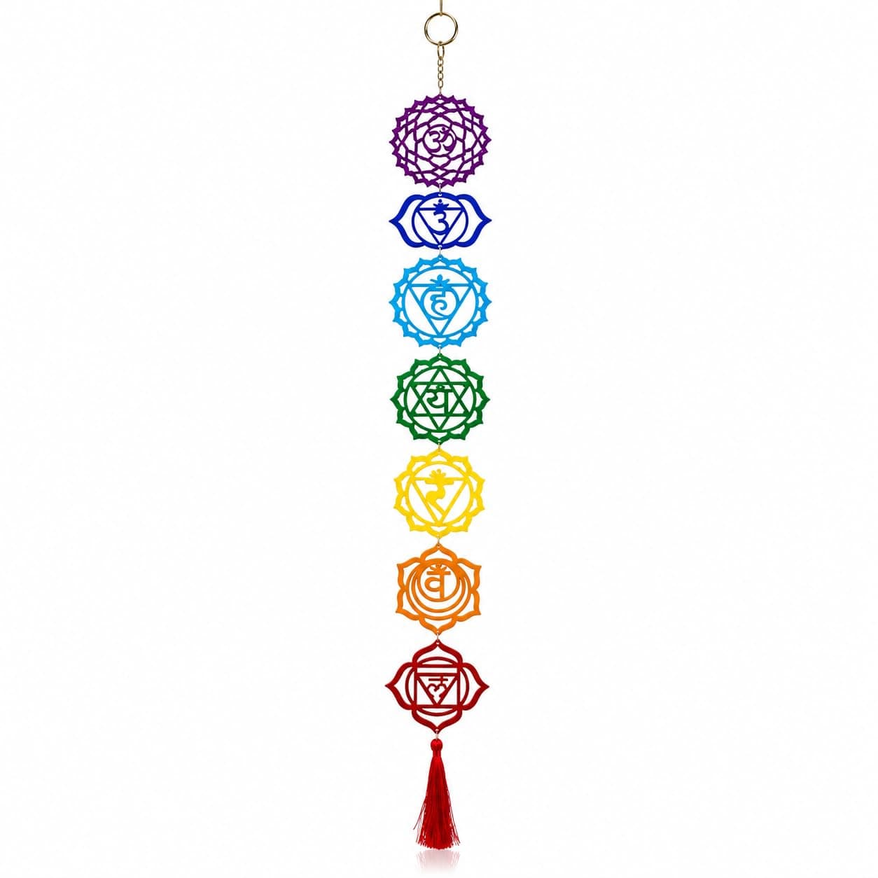 Our Online Decor 7 Chakra Acrylic Yoga Meditation Wall Hanging | Best for Reiki Healing | Wall Hanging for Home, Car & Door/Office Hanging for Good Luck and Positive Energy | Positive Vibes