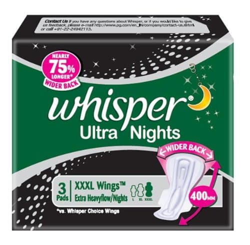 Whisper Ultra Nights Extra Heavy Flow - XXXL Wings (Pack of 3 Pads)