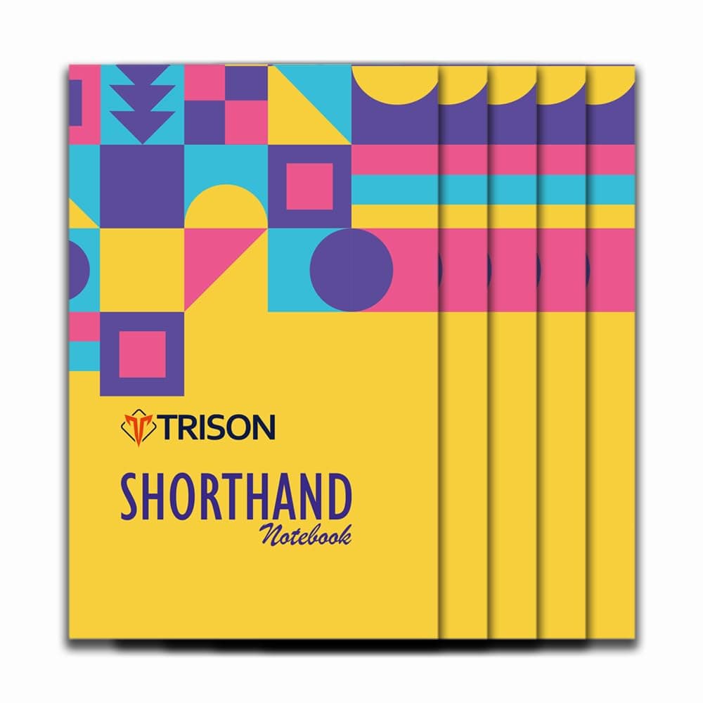 Trison Shorthand Notepad | Steno Pad | 12.5x18 cm | Softcover | 200 pages | Pack of 5