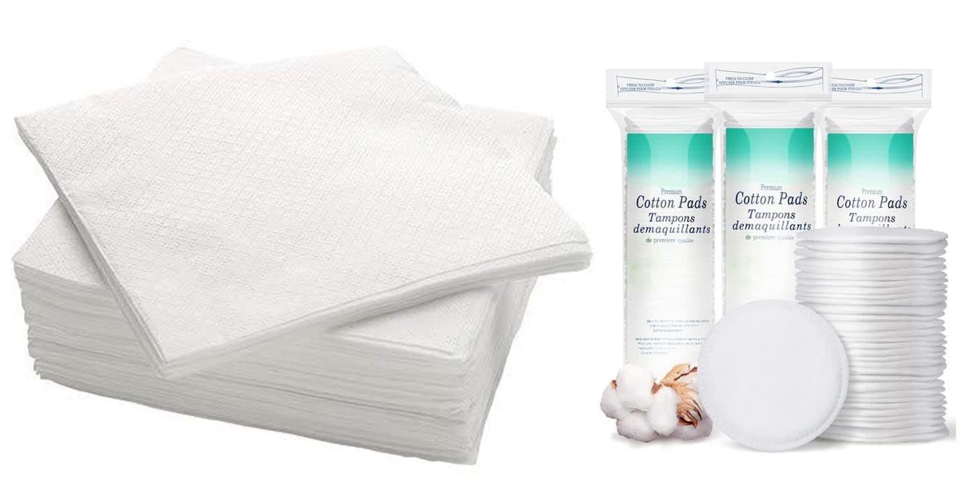 100 Sheets Ultra Soft Facial Tissue, Non-Woven Face Cleansing Dry Wipes, Beauty Towels & Makeup Remover Napkins 8x8 Inches, Durable Multipurpose Wipes with 50 Cotton Pads
