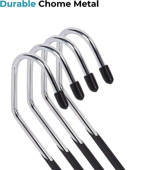 Ginoya Brothers Open Ended Metal Non Slip Trouser Hangers, Anti Rust Chrome Rubber Coating Slack Jeans Hangers, Heavy Duty Space Saving Pants Hangers for Pants Jeans Trousers Slacks Skirts