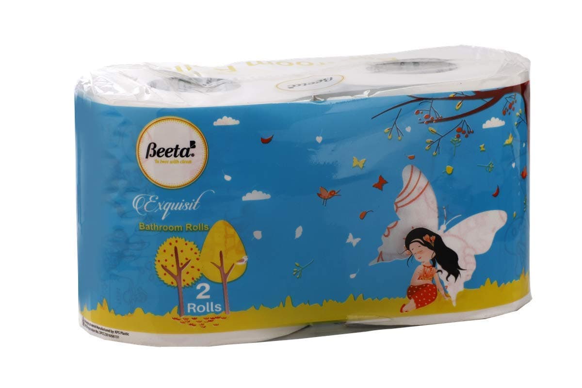 Beeta Printed Ultra-Soft Toilet Tissue Paper Roll,2-Ply Bath Tissue -Assorted Design - (Pack of 2)- Total 4 Rolls
