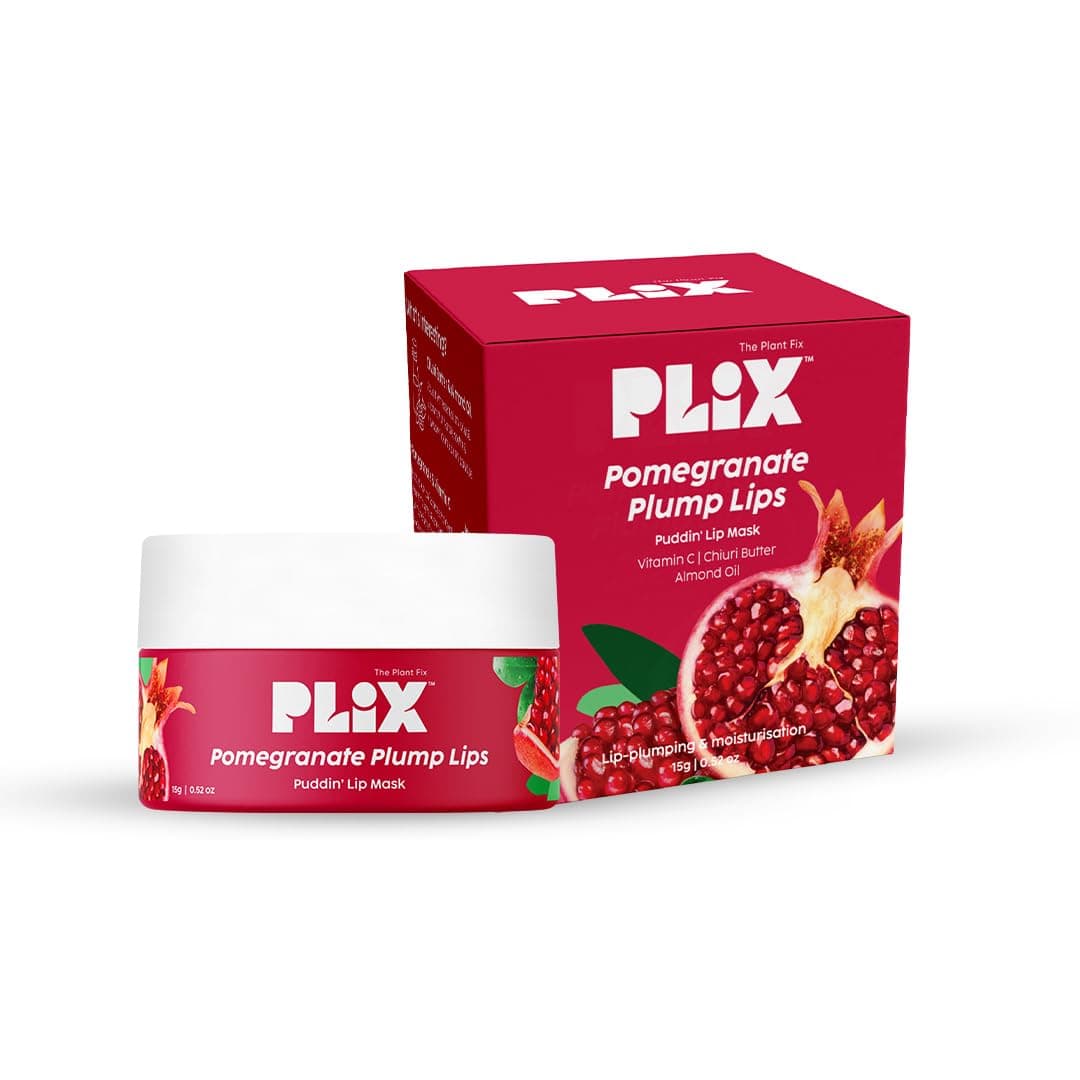 The Plant Fix Plix Pomegranate Plump Lips Puddin' Mask for Dry Lips | with Chiuri Butter+ Vitamin C | Lightens Dark Lips| Lip Mask for Soft, Smooth, Plump Lips | 15g, Red