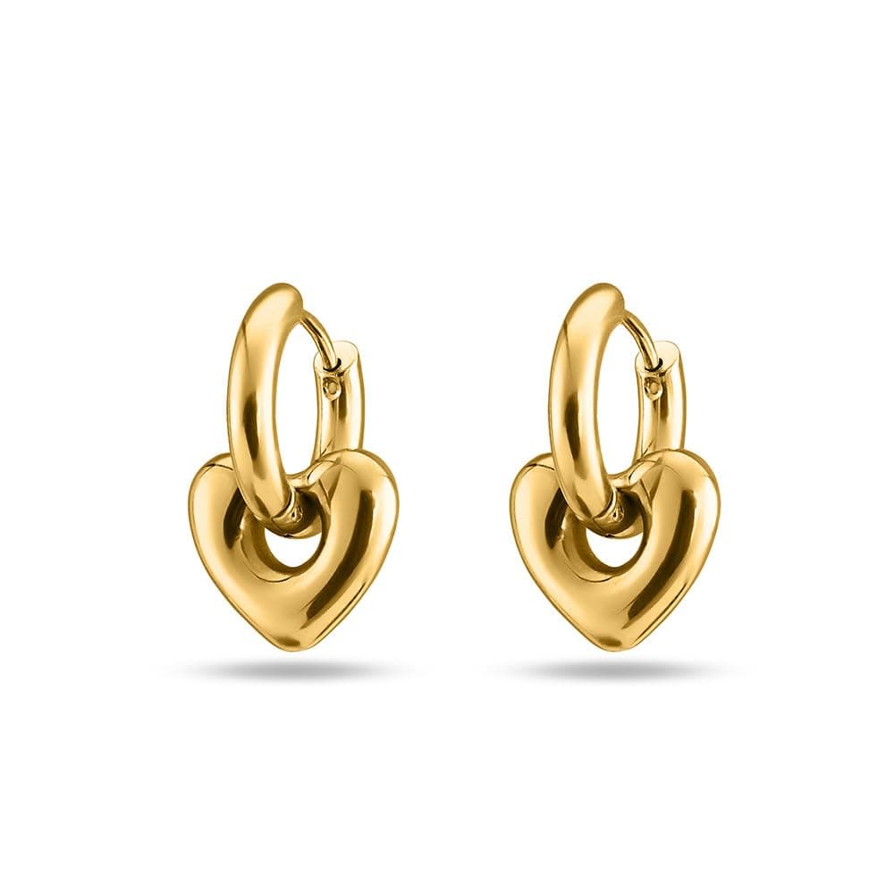 PALMONAS 18k Gold Plated Gold Heart Hoop Earring for Women - Jewellery Gift for Girls & Women | Waterproof & Anti-Tarnish Earrings, Demifine Earrings for Ladies