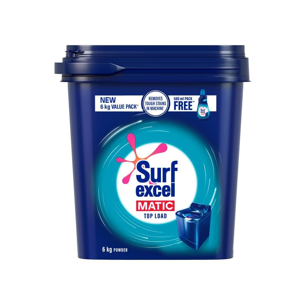 Surf Excel Matic Powder Top Load 6kg +500ml liquid