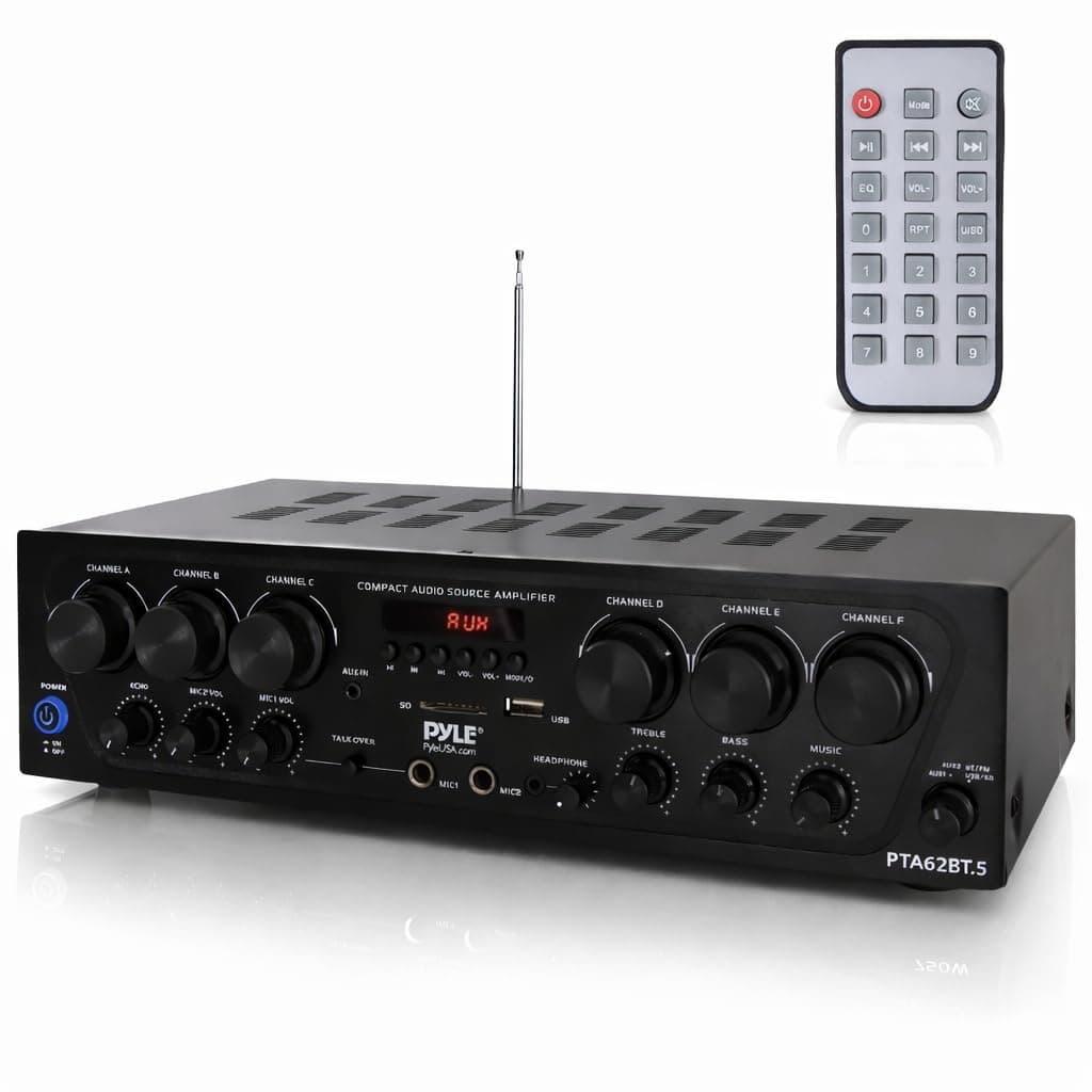 Pyle Bluetooth Amplifier System Upgraded 2018 6 Channel 750 Watt Wireless Home Audio Sound Power Stereo Receiver w/USB