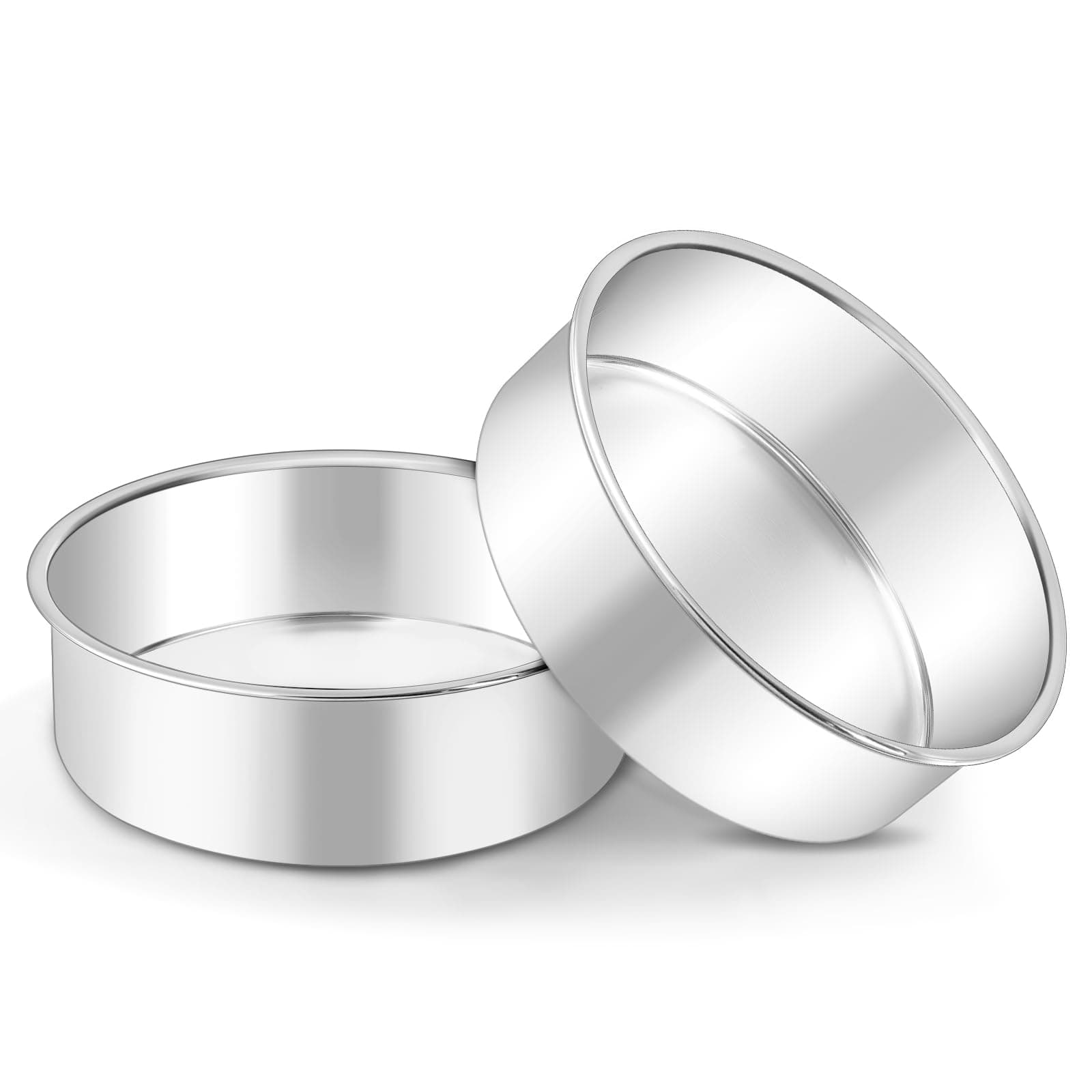 LIANYU Round Cake Pans Set of 2, 6 Inch Round Layer Cake Tins for Baking, Stainless Steel Round Baking Pan, Bakeware for Oven & Dishwasher, Non Toxic & Heavy Duty