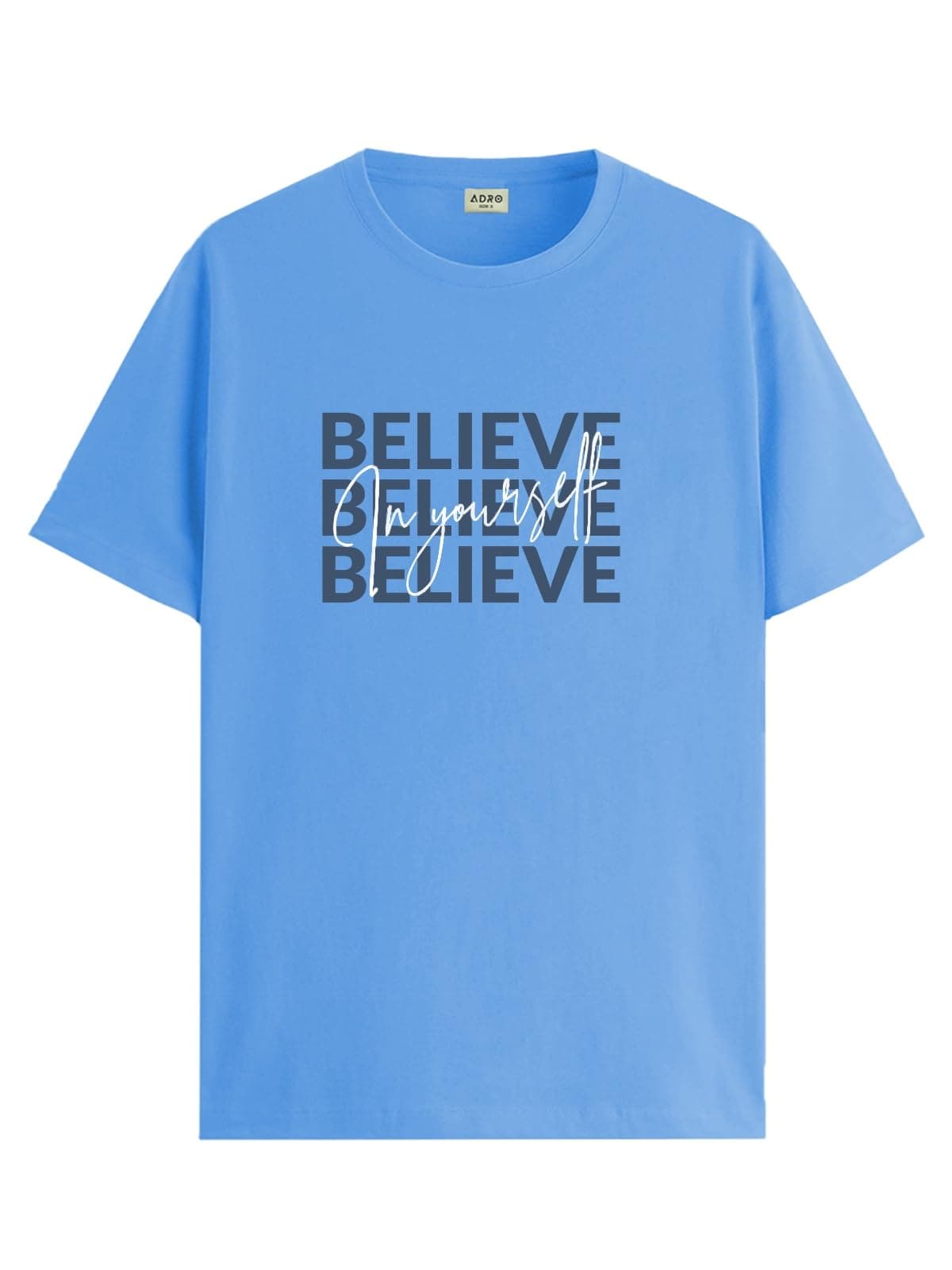 ADRO Men's Solid Regular Fit T-Shirt (RN24-INV-SK_Sky Blue