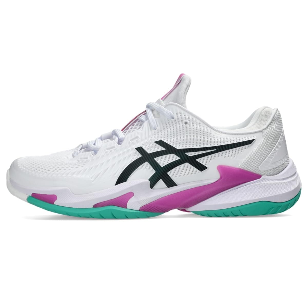ASICS Men's Court FlyteFoam 3 Tennis Shoes, White/Digital Sakura, 7