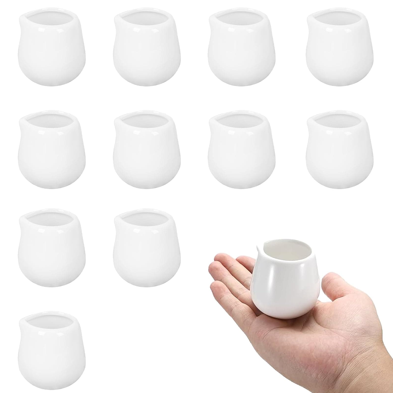 12 Pcs Small Porcelain Milk Jugs, 50 ml Mini Jug, White Ceramic Milk Jugs