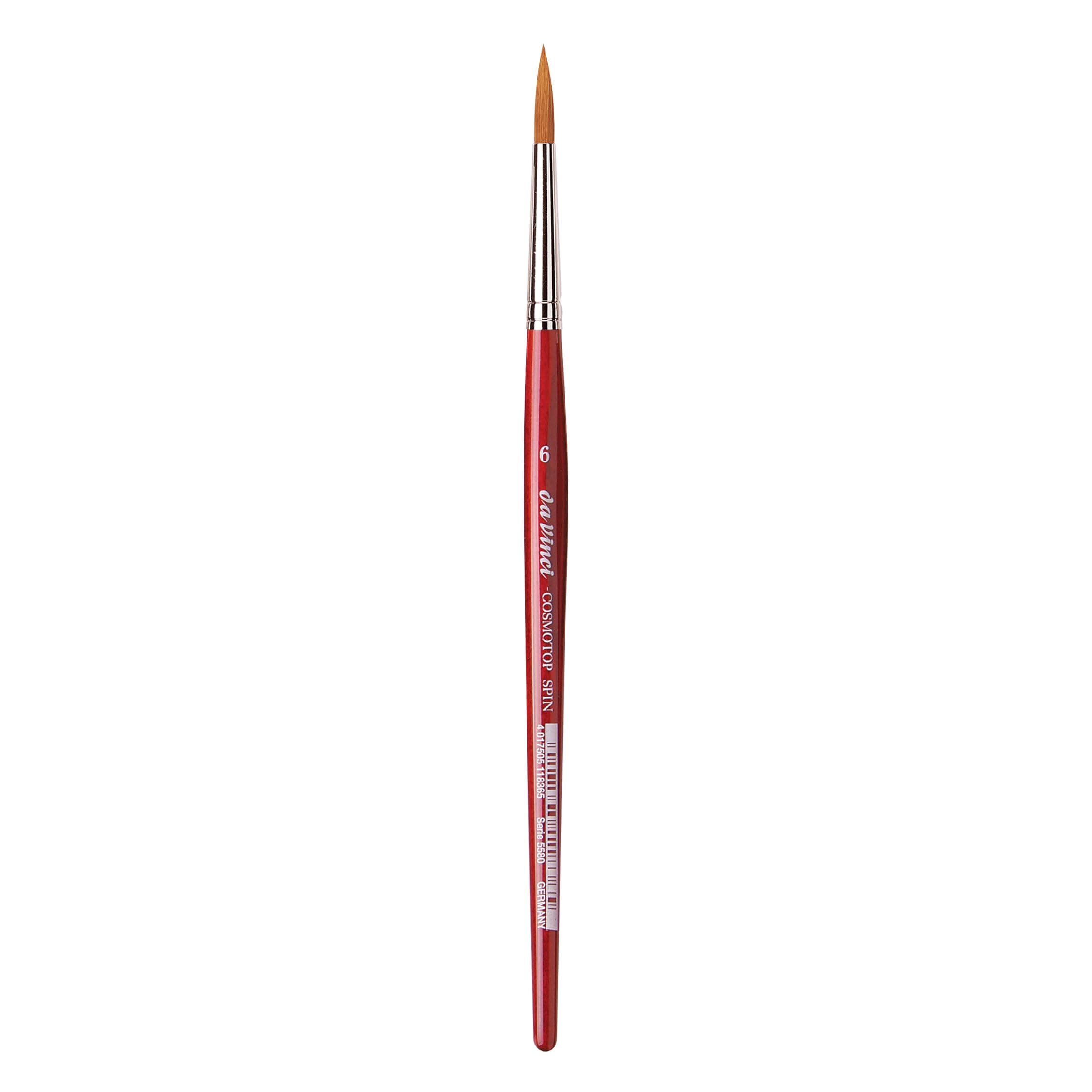 da Vinci Watercolor Series 5580 CosmoTop Spin Paint Brush, Round Synthetic with Red Handle, Size 6 (5580-06)