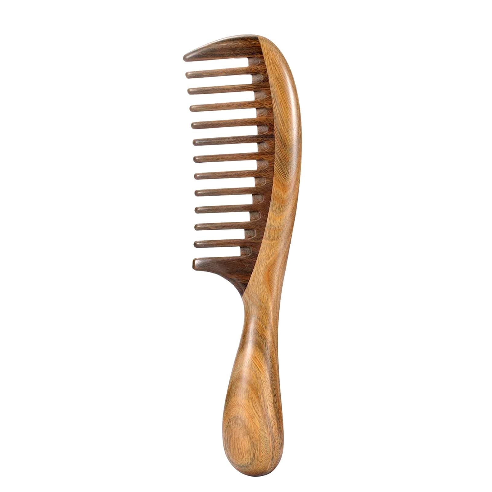 LOUISE MAELYS Natural Sandalwood Wooden Comb Wide Tooth Detangling Hair Comb for Thick Curly Hair